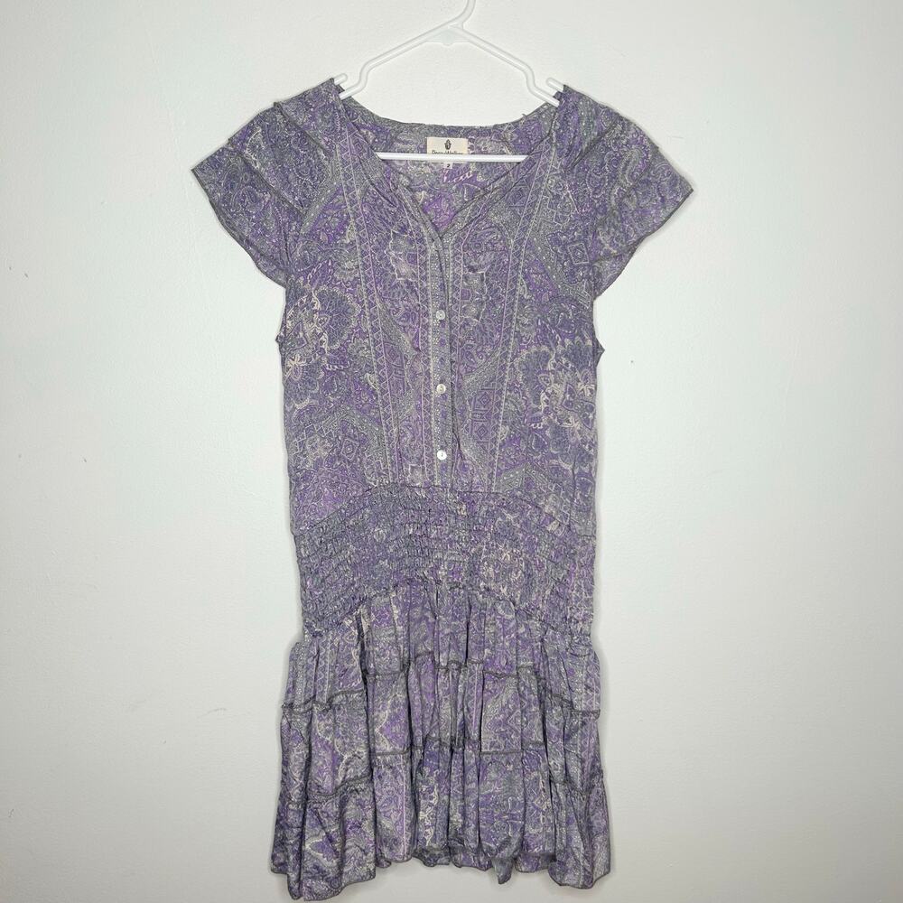 Perry Walker Tuckernuck Silk Blend Purple Ruffle Mini Dress